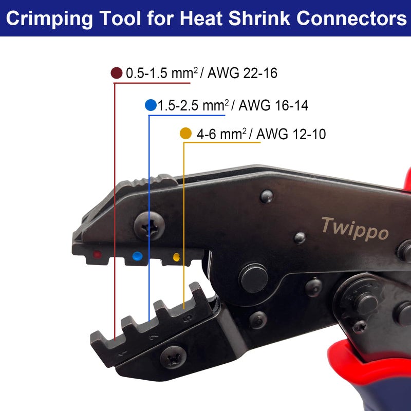 Twippo Crimping Tool for Heat Shrink Connectors  Ratchet Terminal Crimping Tool  Crimping Pliers  Ratcheting Wire Crimper for 22-10 AWG Terminal Connectors - Image 2